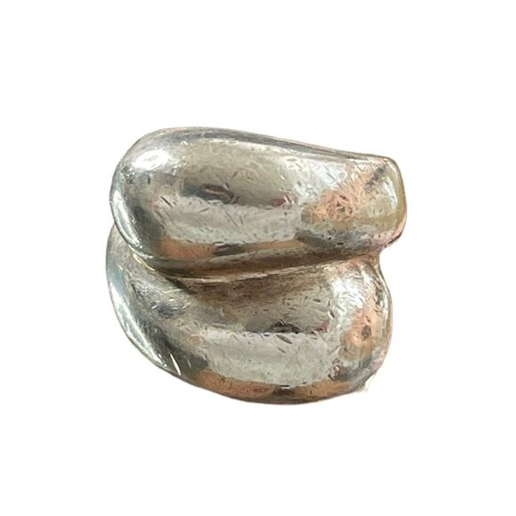 Sterling Jewelry - 925 Sterling Silver Vintage heavy  Puffy Bypass Design Ring Size 7-17.1g